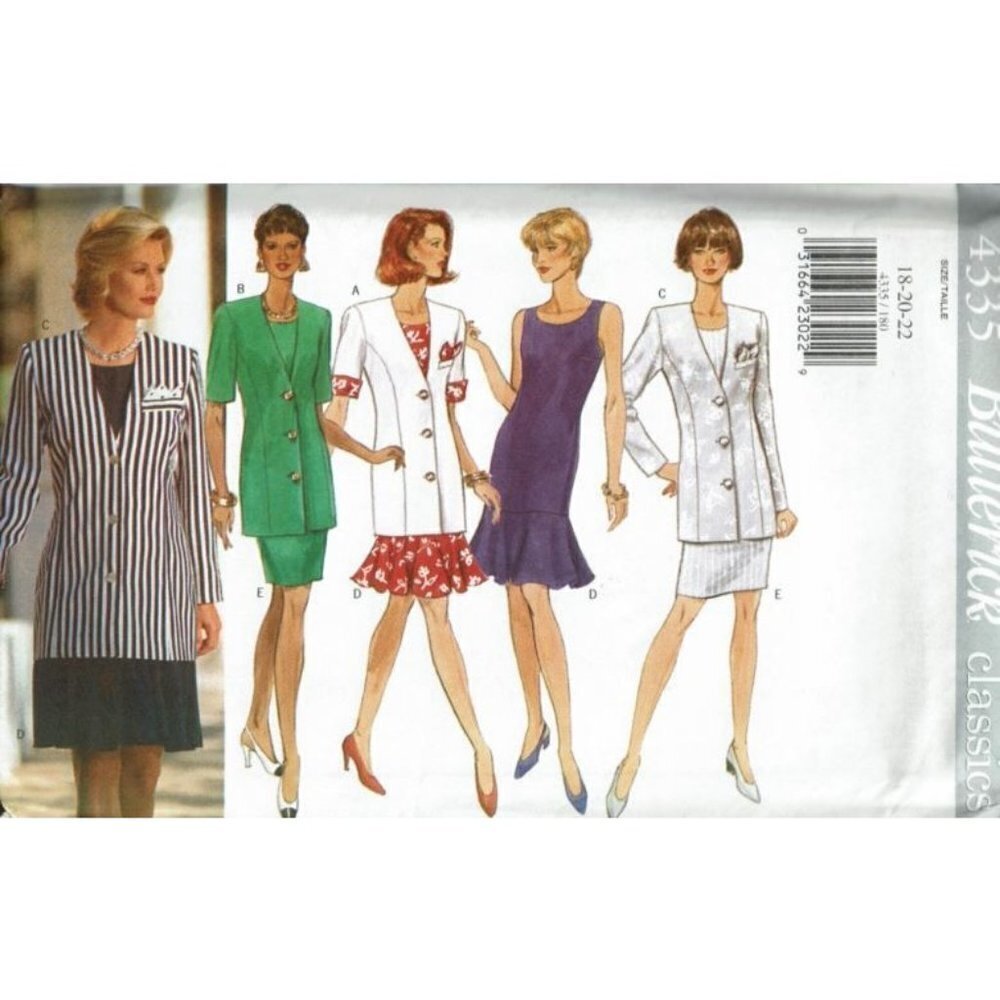 Butterick Sewing Pattern 4335 Jacket Dress Misses Size 18-22